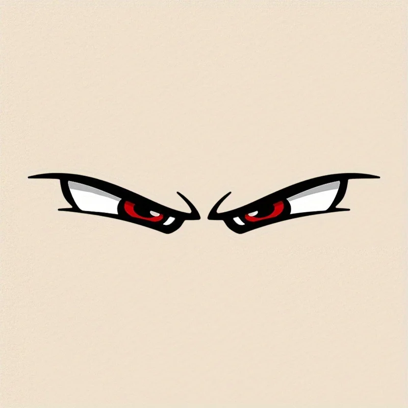 

1 шт., наклейка Angry Eyes, черный, красный узор, размер 13 см, клейкая наклейка для автомобиля, декоративная