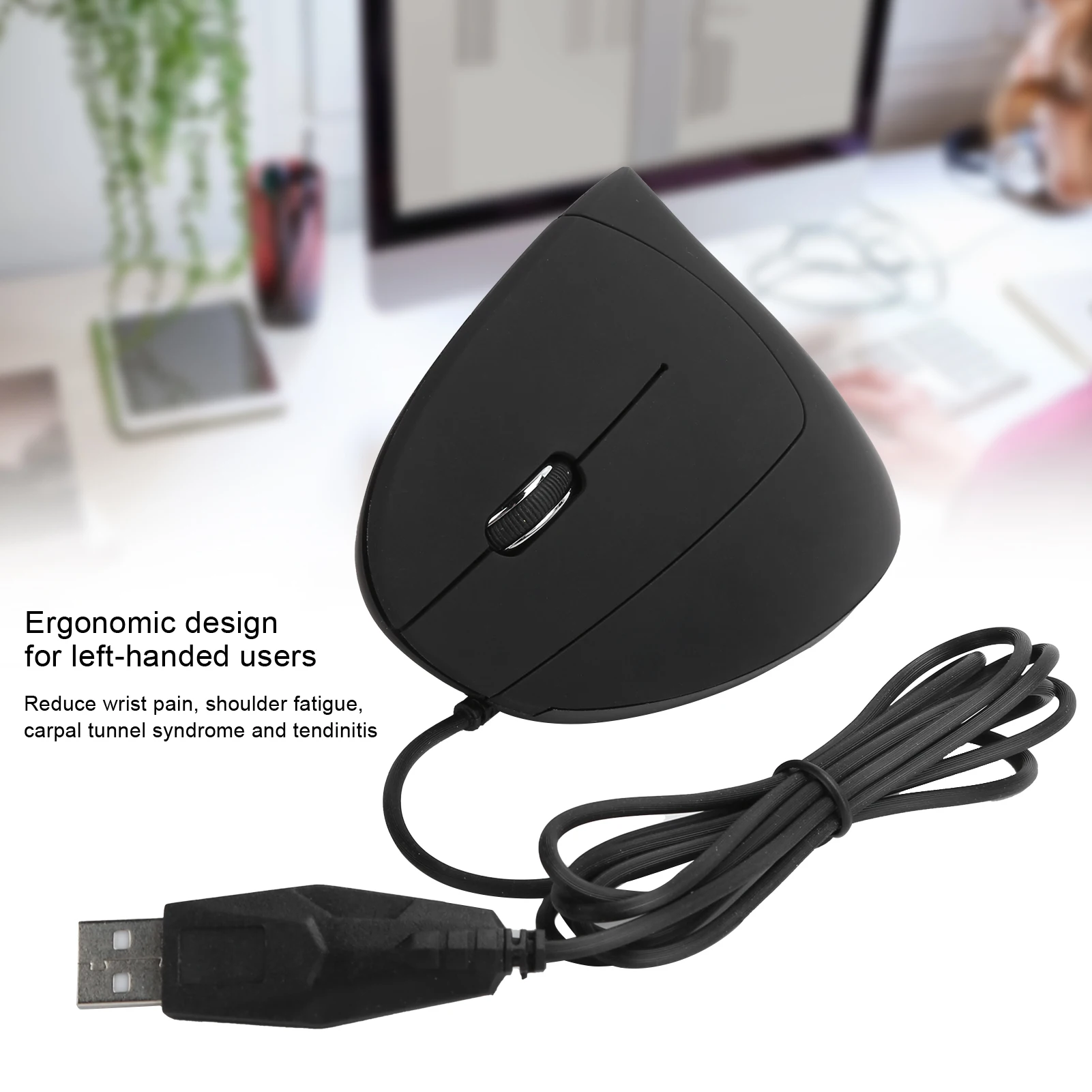 Wired Mouse Left Hand Mouse Vertical Ergonomic DPI Adjustable 800/1200/1600DPI USB Optical for Windows 8/Windows 10 view 4