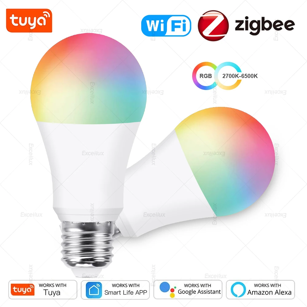 

18W 15W Zigbee 3.0 Led Light Bulb E27 RGB Tuya Wifi Smart Home Led Lamp Compatible With Smart Life Alexa Amazon Google Assistant