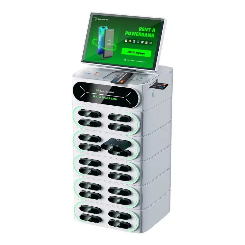 Slots Touch-screen Integrated Stackable Share Power Bank Rental Station Cell Phone Charging Station Kiosk Sharing Powerbank