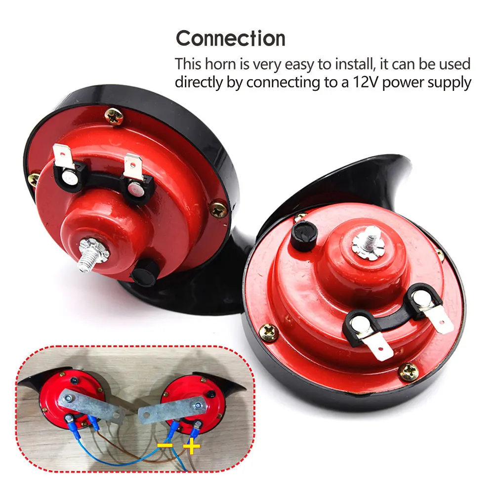 1/2 Stück 12V 300DB Elektrisches Lautes Schneckenhorn Langlebiger Klarer Klang Autohupe Universal – Detail 7