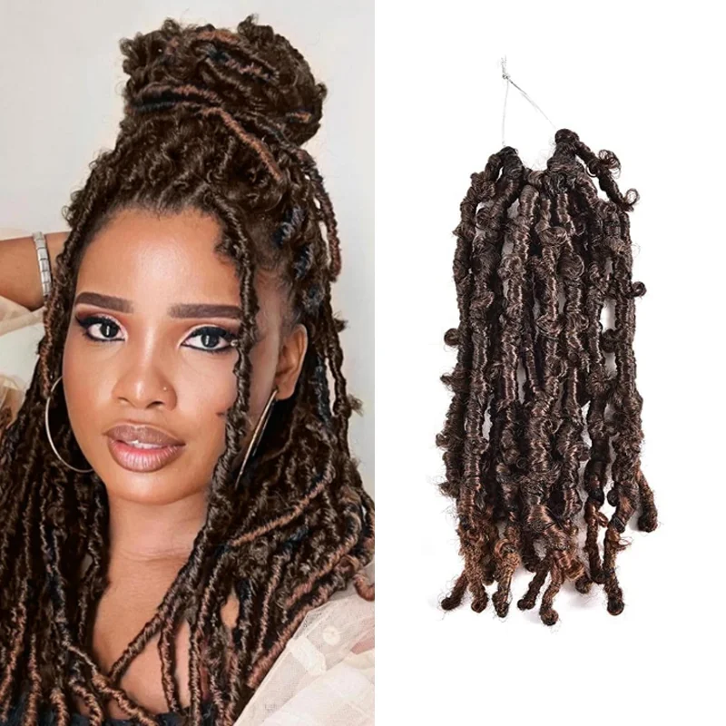 5 paczek syntetycznych włosów do szydełkowania Butterfly Locs, 18/22 cale, wstępnie zapętlone, kolor T30, postarzane warkocze szydełkowe Locs