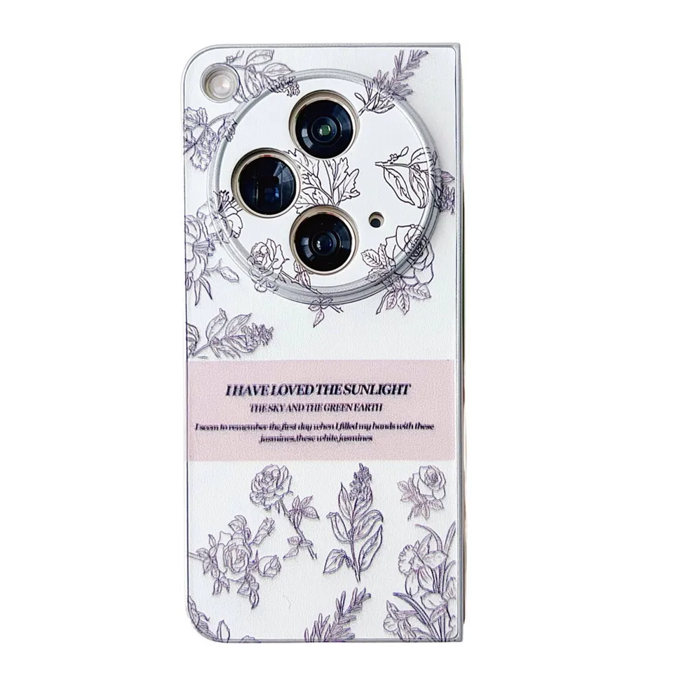 OPPO Find N3 케이스용 짧은 체인 가죽 케이스, OPPO Find N2 커버, 한국 럭셔리 페인트 플라워 스카프