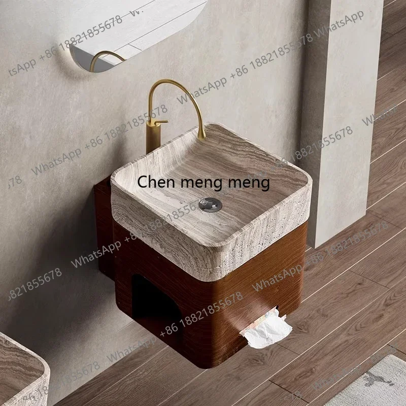 

Discunt Minimalist medieval style wall-mounted wood grain wash basin art designer wall-mounted washbasin B & B wash basin