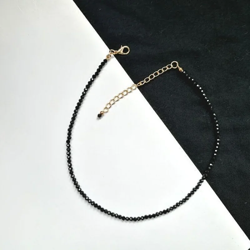 New Fashion Exquisite Simple Handmade Black Bead Necklace Clavicle Chain For Women Versatile Party Jewelry Gift Wholesale