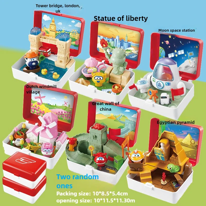 AULDEY スーパーウィングス ジェット アドベンチャー ブラインドボックス 世界のランドマークコレクション 自然風景シリーズ 知育玩具 コレクション おもちゃ