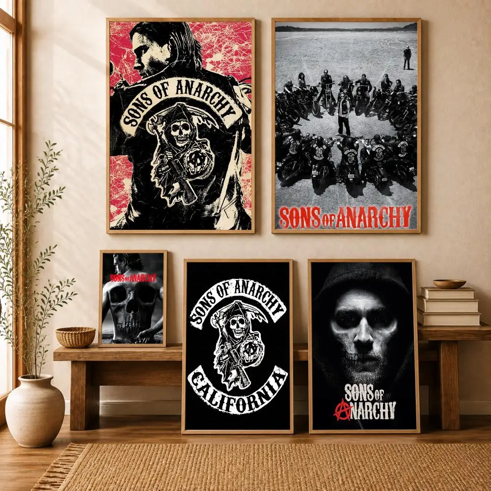 S-Sons of Anarchy TV Show Poster Modern Home Living Bedroom Bar Hallway Waterproof Wall Art Aesthetic Decor