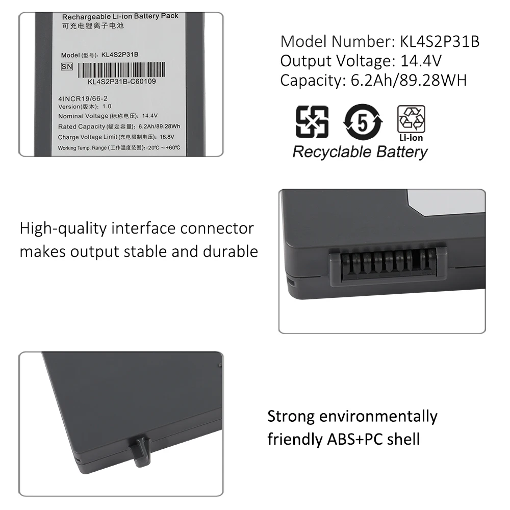 KingSener KL4S2P31B Replacement Battery For SonoScape E2 E3 E1 Exp X1 X3 X5 Ultrasound Ultrasonic Instruments 41CR18/65-2 6.2Ah