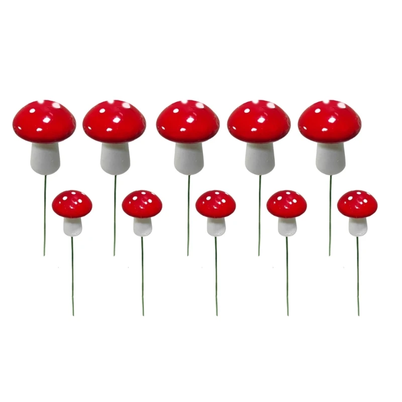 50JC 10pcs Mushroom Garden Stakes Miniatures Terrarium Stake Yard Signs Decoration