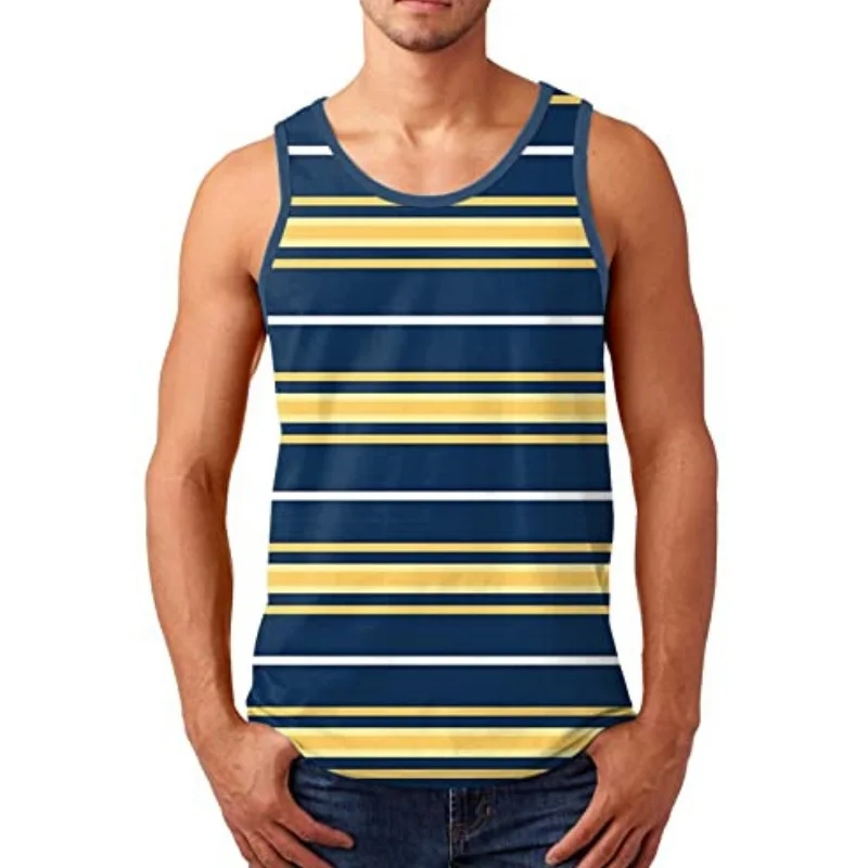 

Funny 3D Color Stripe Printed Men's Tank Top Fashion Breathable Gym T-shirt Outdoor Run Fitness Sports Sleeveless Shirt Man Vest
