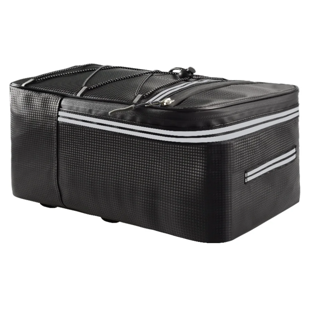15L 自転車リアラック収納荷物防水自転車トランクバッグ反射ストライプ&ジッパー付きPUマルチポケット弾性ストラップ
