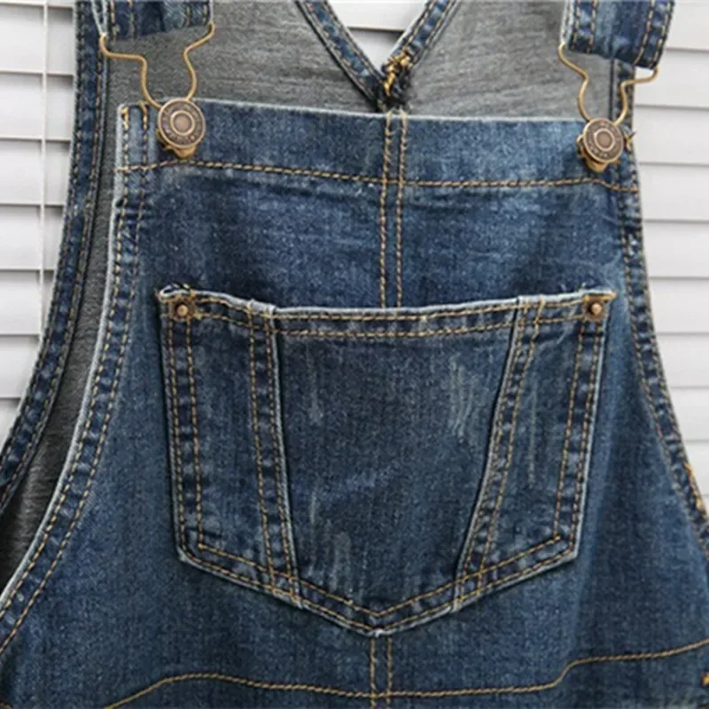 Summer Women Sleeveless Overalls Cool Denim Jumpsuit Ripped Holes Casual Ripped Mom Jeans Jumpsuits ladies Jumpsuits Plus Size