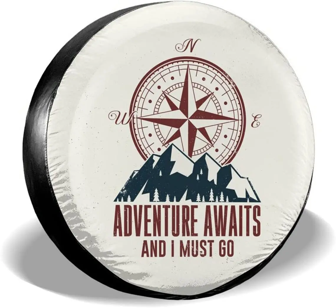 

Siski Adventure Awaits and I Must Go Spare Tire Cover Wheel Protectors Weatherproof Universal for Trailer Rv SUV Truck Camper Tr