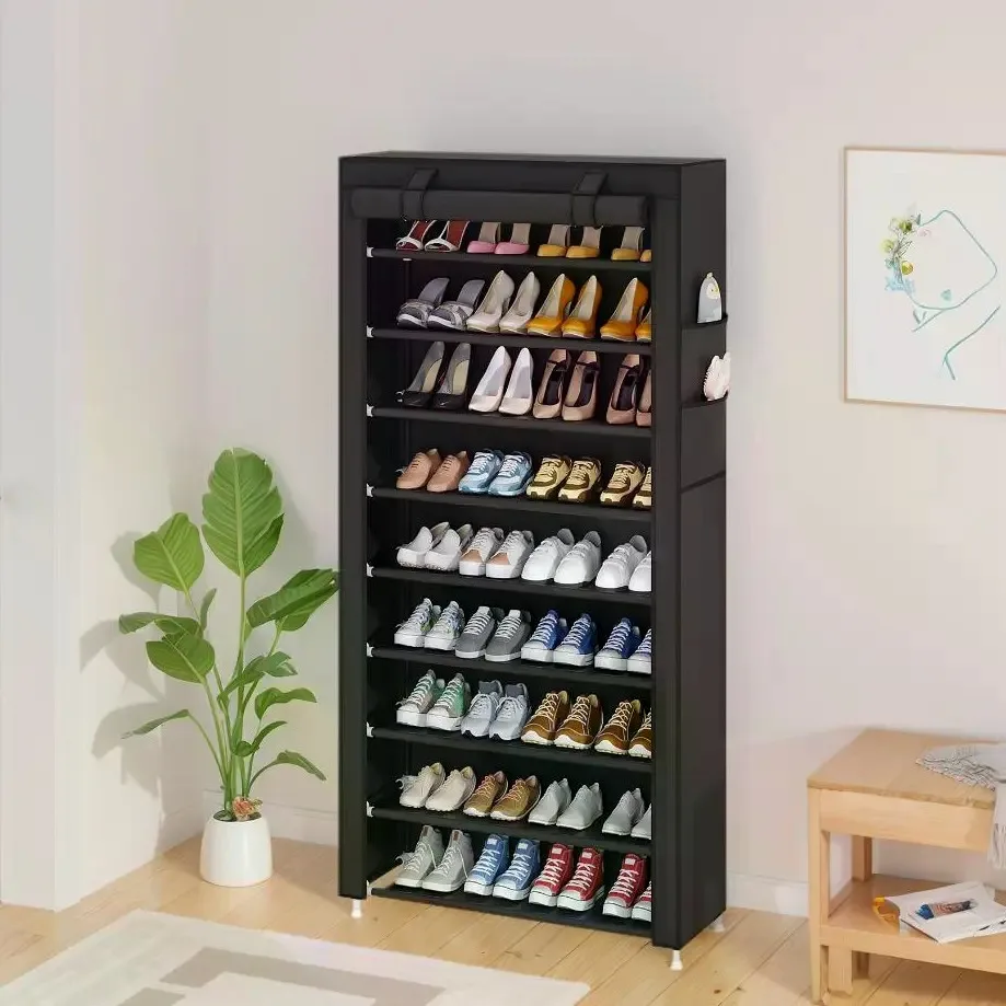 10 Layer Shoe Rack Organiser with 9 Shelves, Dust-Proof Cover, Installation#Summerwins/#Father's Day Gift/#Summer Garden