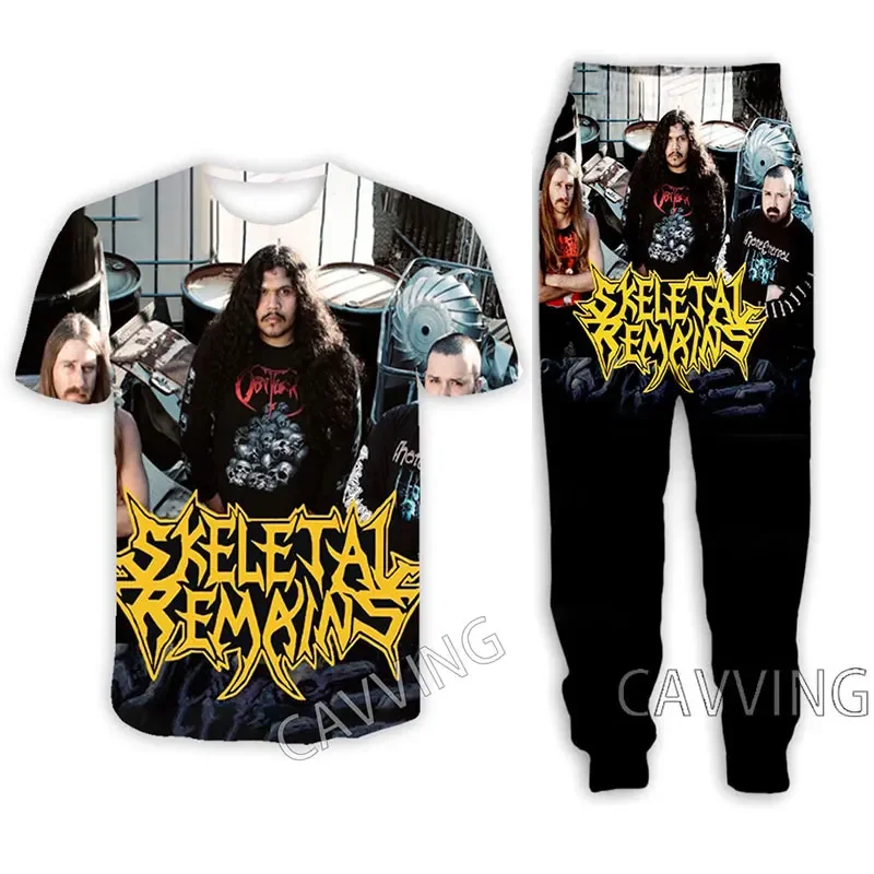 Kerangka tetap Band 3D cetak kasual T-shirt + celana Jogging celana panjang setelan pakaian wanita/pria set baju setelan