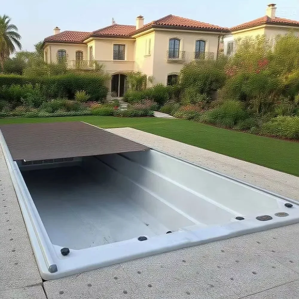 Electric Dust Insulated Swimming Pool Cover Outdoor Automatic Ground Belt Retractable Safety Pool Cover