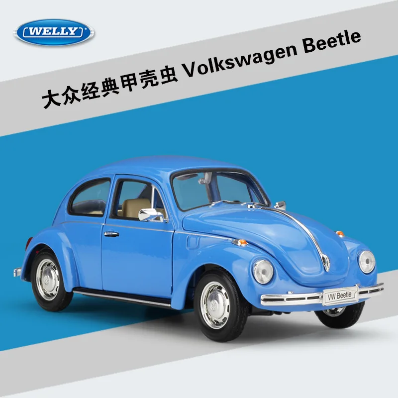 WELLY 1:24 Volkswagen Classics The Beatles Cars Diecast Simulated Alloy Toys Car Models Boys Gifts Hobbies Collectible Ornaments