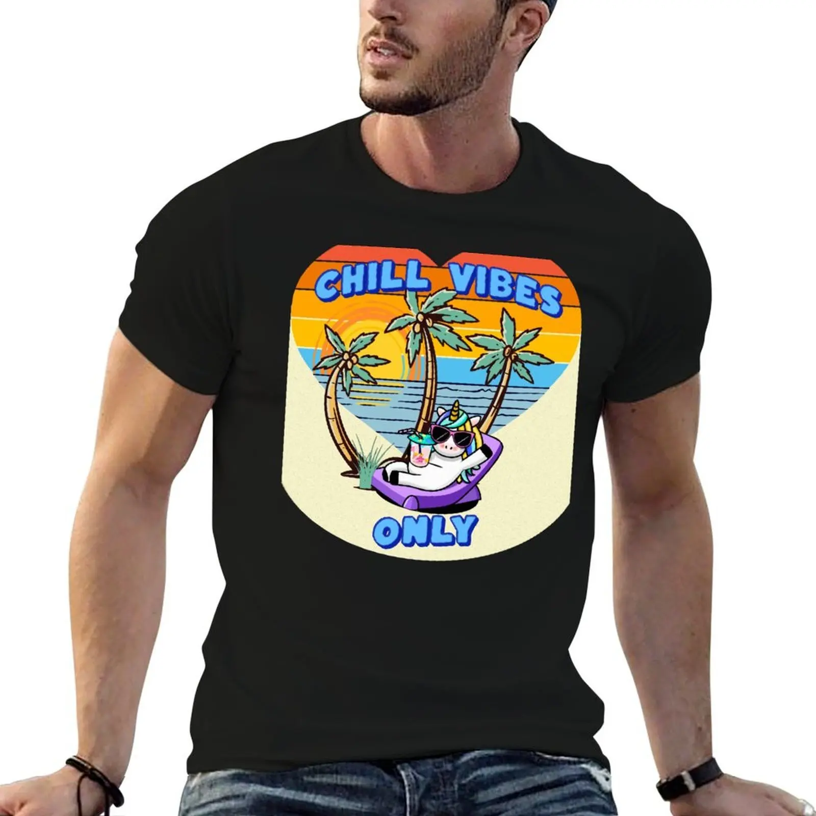 

Chilled Vibes Only Rainbow Unicorn T-Shirt t shirt for man man t shirt cotton high quality cotton t shirt man T-shirt