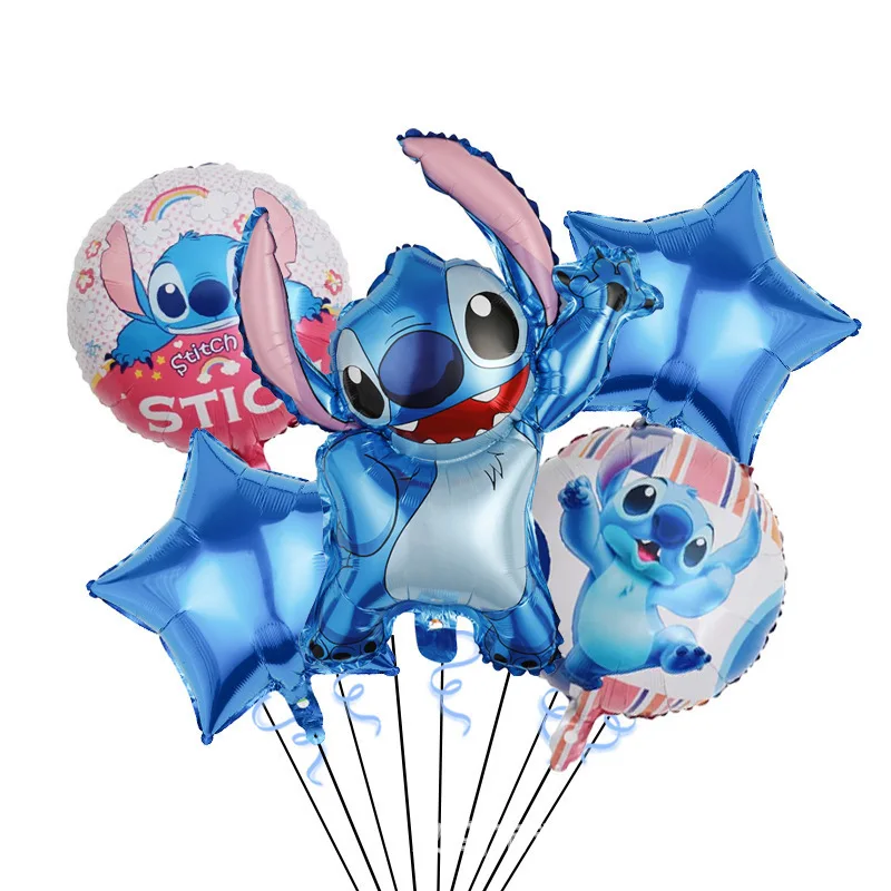 Juego de globos de aluminio para fiesta temática Kawaii de Disney Lilo & Stitch, decoración para fiesta de cumpleaños para niños y niñas, juguete para regalo, 5 uds.