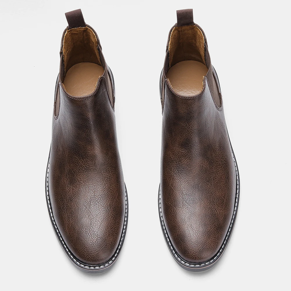 Chelsea-Stiefel für Herren mit Gummisohle, Herrenstiefel, Büro-Stiefel für Herren, Polyesterfutter, elastische Seitenklappen, zum Reinschlüpfen. – Detail 7
