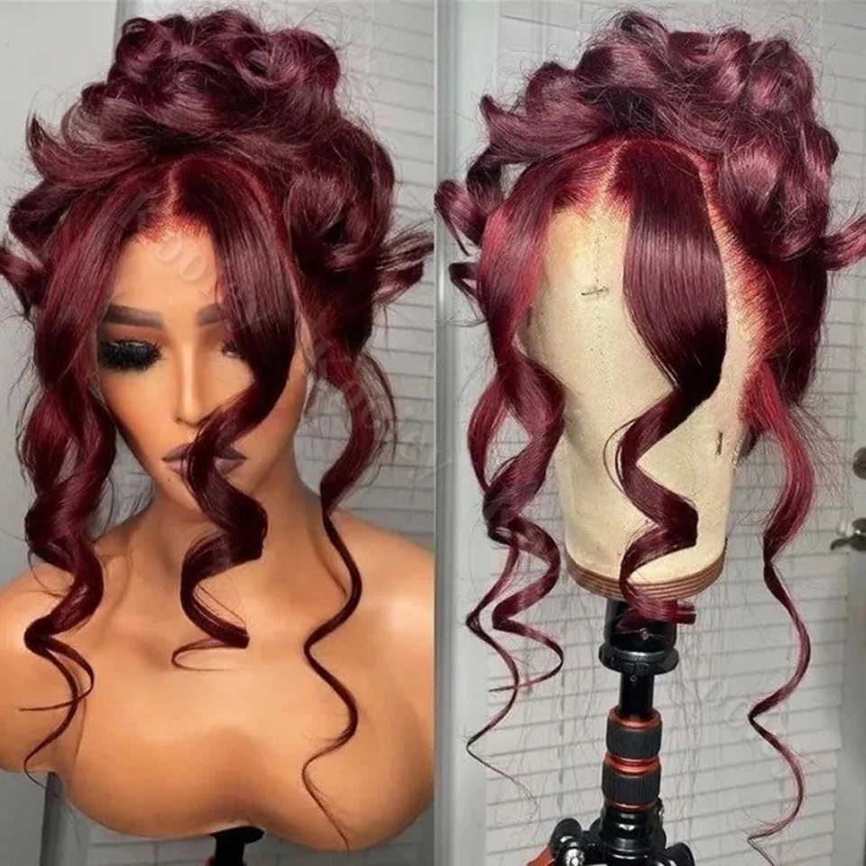 

150 Density Burgundy 360 Hd Lace Frontal Human Hair Wig On Sale Body Wave Glueless Full Lace 99J Red Colored Wigs For Women