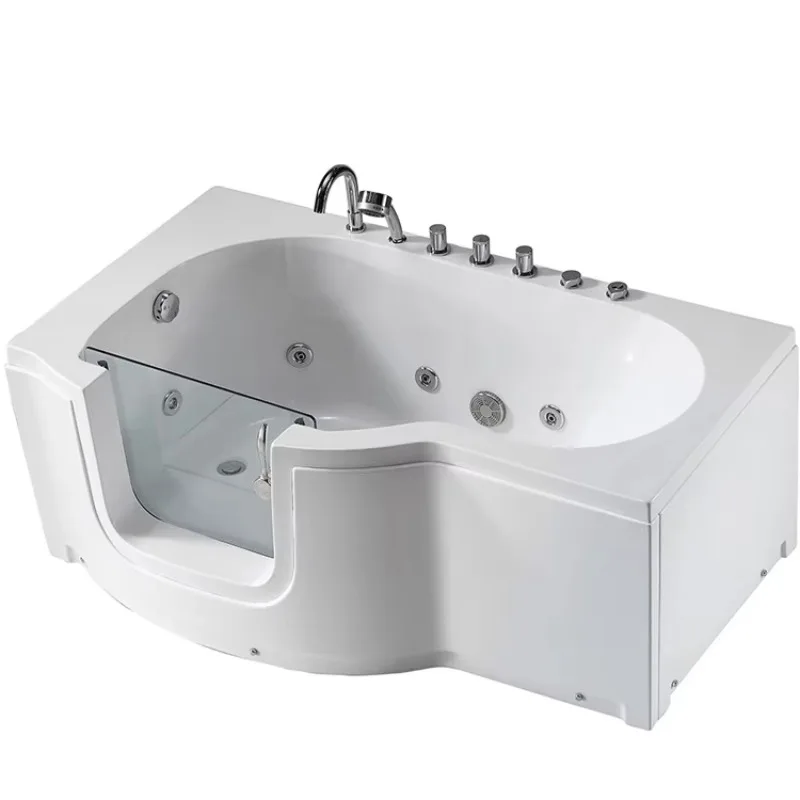 

Wholesale Rectangle Acrylic Whirlpool Spa Luxury Walk in Hot Tub with Air Massage for The Elderly Disabled for Apartment Use
