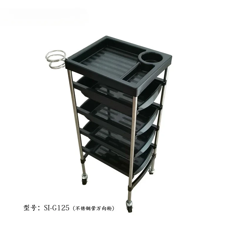 Beauty salon tool cart barber shop perm dyeing cart hair salon multifunctional stainless steel trolley 5 layers wheel silent