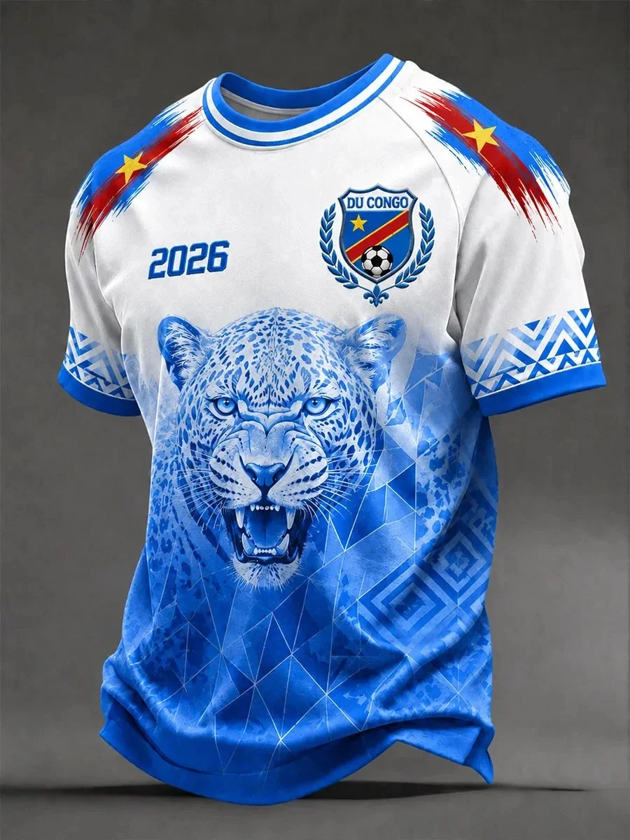 Congo 2026 Concept Home Football Shirt Fans Surrounding 3D Printed Quick Drying Sports Casual Match Men's Top T-shirt