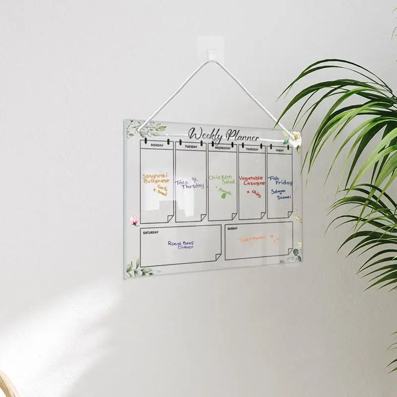 Acrylic Weekly Planning Board Acrylic Weekly Calendar For Wall Weekly Planner Housewarming Gift Includes 6 Color Markers