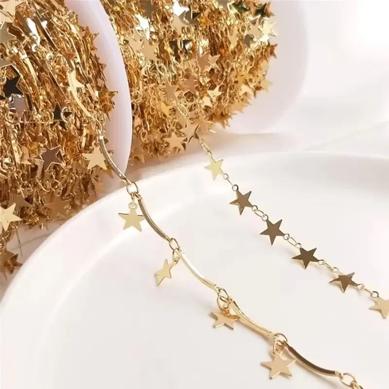 

14K Gold Plated Five-pointed star chain Hanging star chain handmade DIY bracelet accessories homemade necklace materials