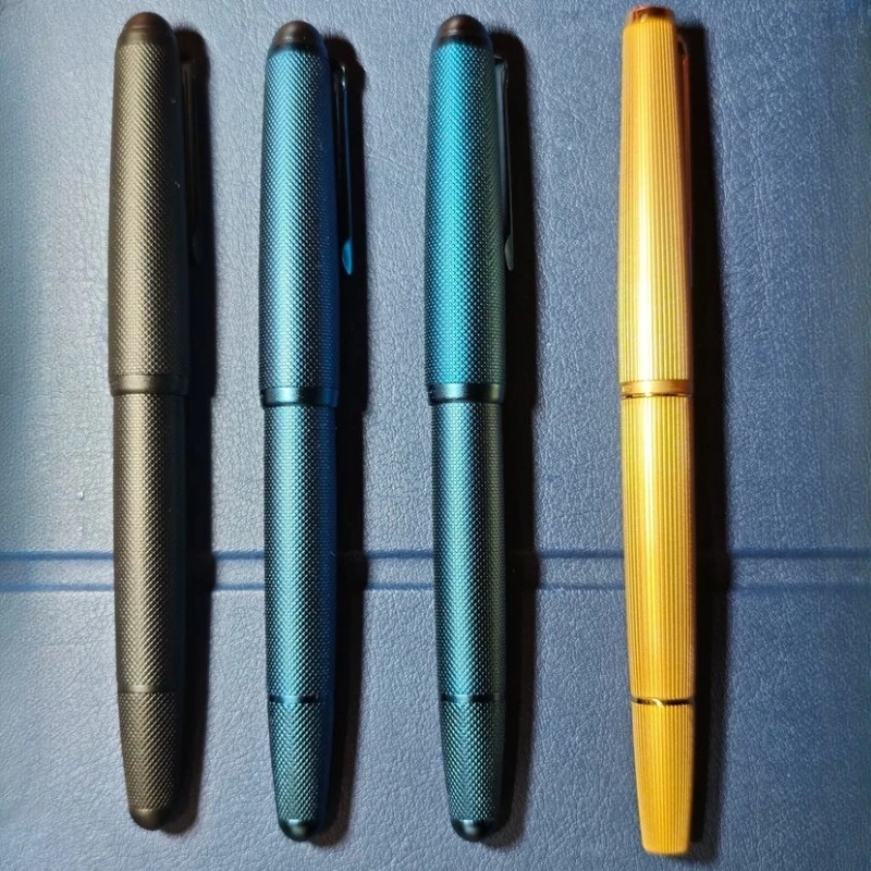 New MAJOHN Fountain Pen Grid Pattern Craft Gold Silver Piston Structure for Ink Absorption 0.5F Hooded Nib Luxury Pen Stationery