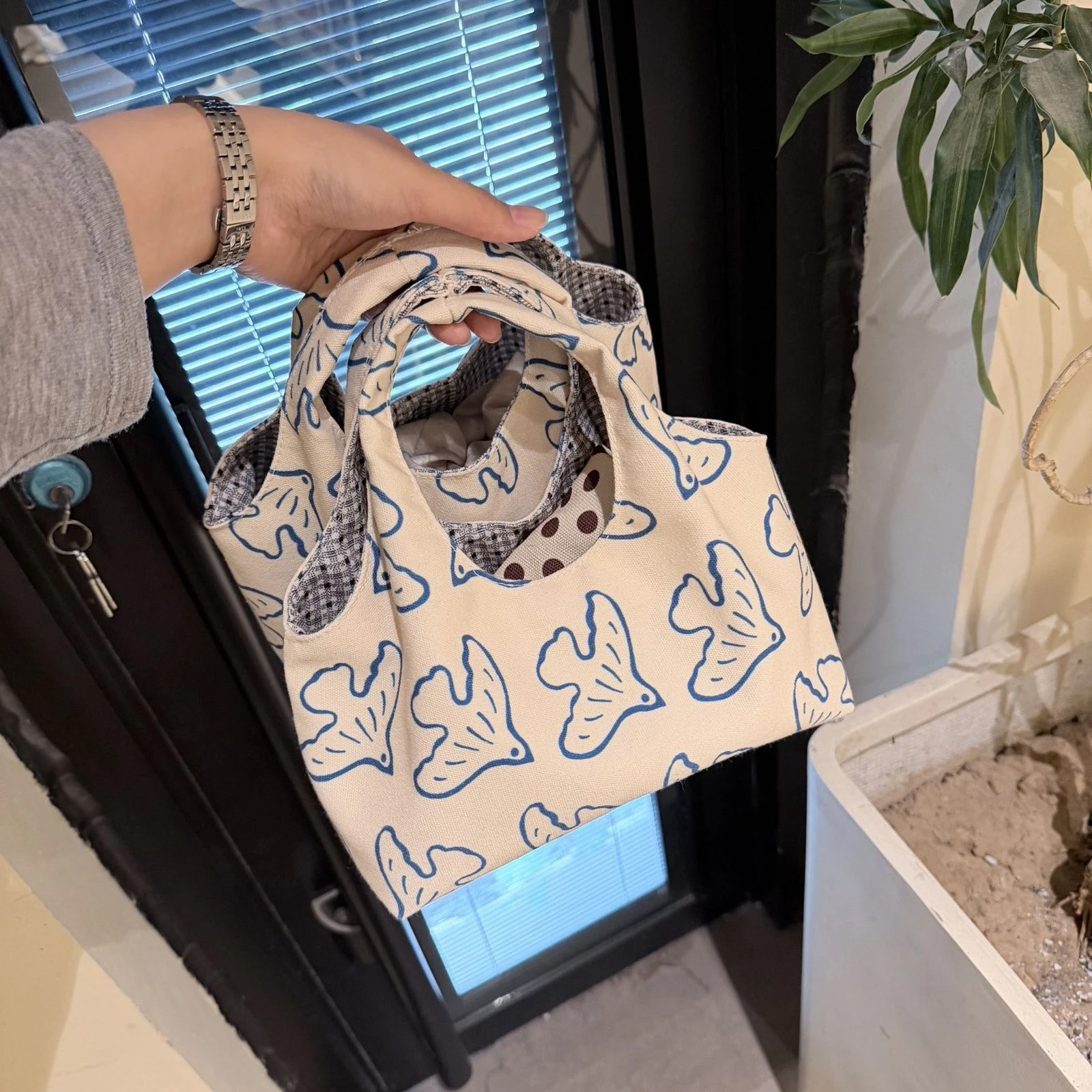 2026 New Fly Bird Canvas Bag Handheld Portable Large Capacity Commuting Lunch Box Bento Small Bag Youth Casual Fashion Bag