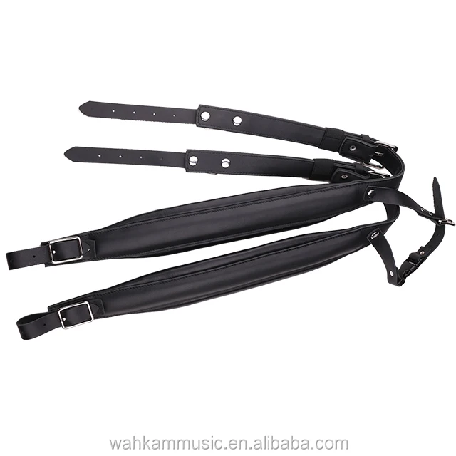 حزام الأكورديون المبطن بالجلد البني للآلات الموسيقية والملحقات