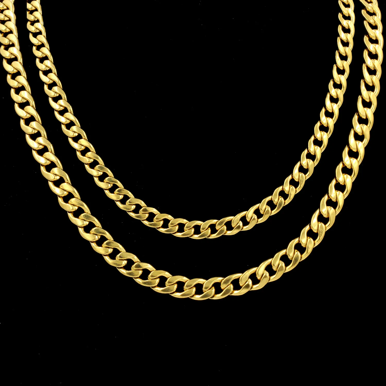 LUXUSTEEL Chains Necklaces For Men Width 5mm/7mm Stainless Steel Silver Color Cuban Link Chain Necklace Wholesale long Necklace