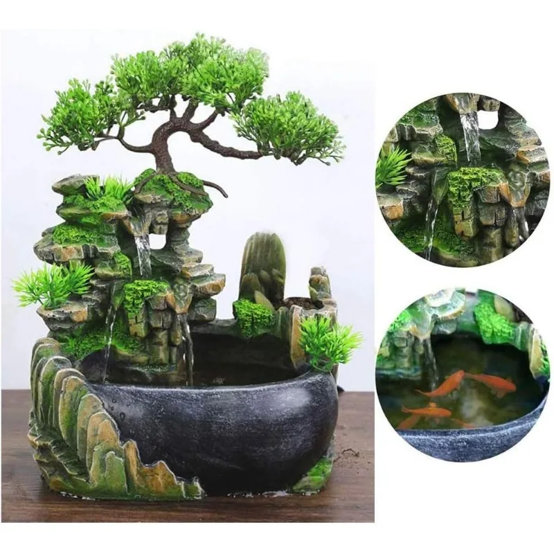 Indoor Relaxation Desktop Fountain Waterfall, Zen Meditation Indoor Waterfall Feature with Automatic Pump