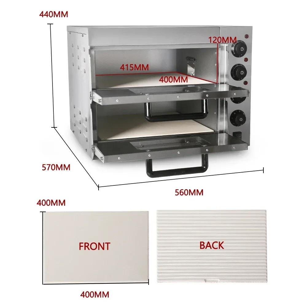 HomeWise Commercial Double Layer Baking Oven Machine Electric Kitchen Stainless Steel Roasted Cake Chicken Bread Oven