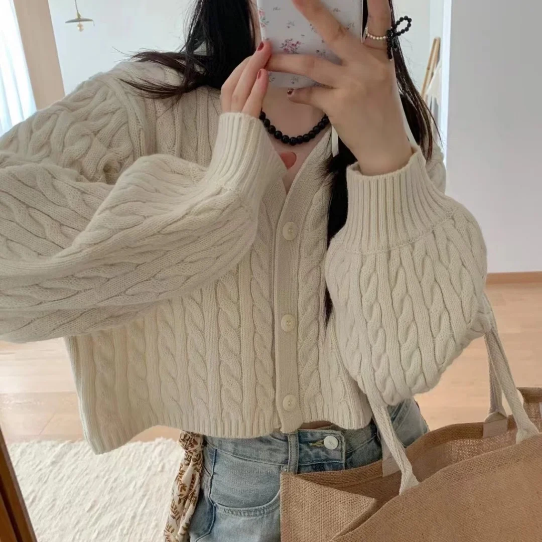 

Women's V-Ne Knitted Sweater Coat Twist Design High Waist ort Spring Autumn Faionable Casual Long Sve Top