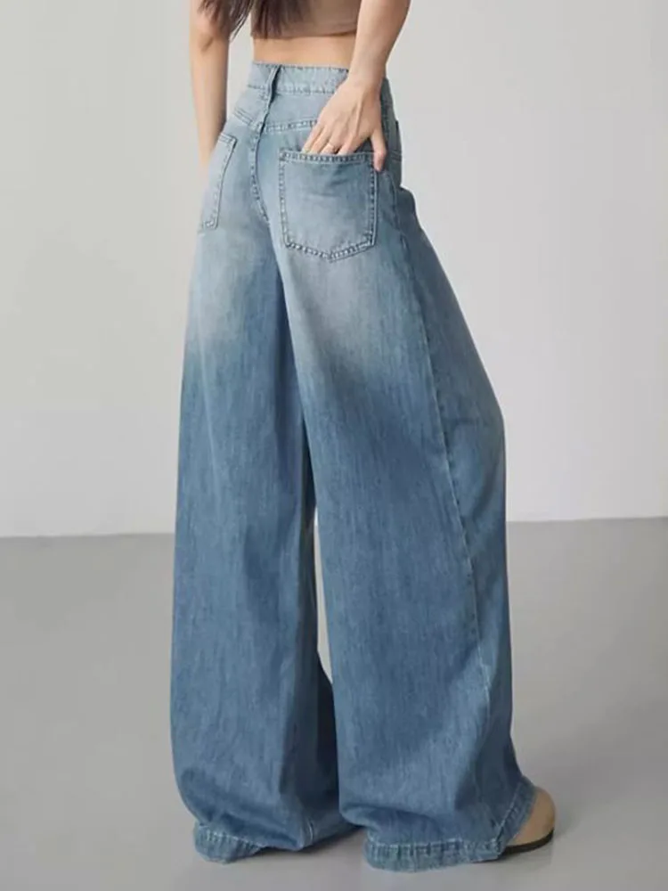 Wiosna Jesień Nowe Luźne Jeansy Proste Koreańska Moda Wysoki Stan Szerokie Nogawki Spodnie Denimowe Damskie Casual Streetwear Luźne Vaqueros Nowe