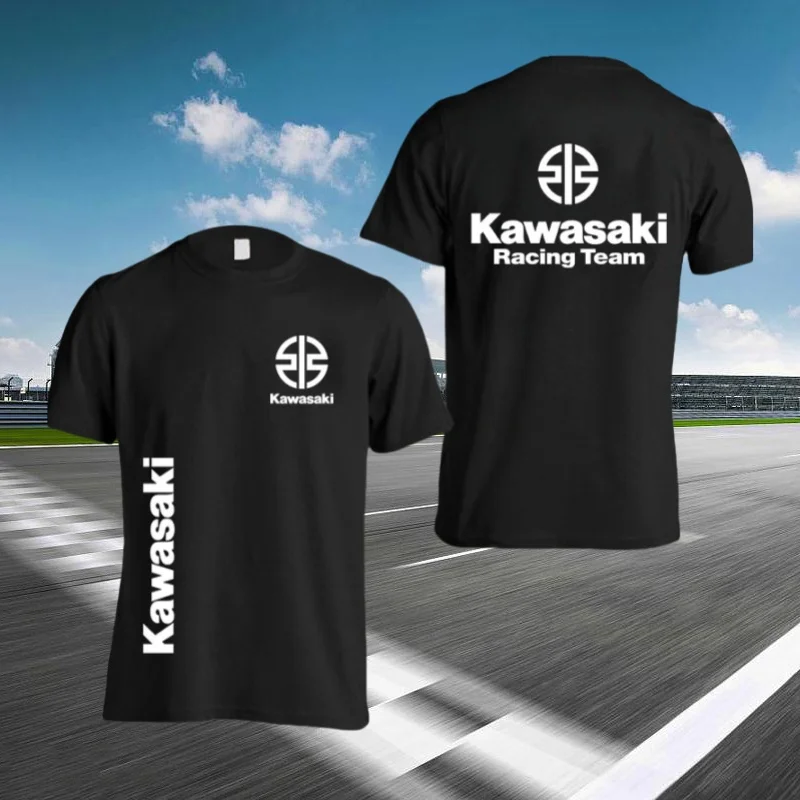 

Kawasaki Logo Racing Team Men Summer T-shirt 100% Cotton White Women Tee Shirts 2025 New Fashion Sport Male Clothes Tops