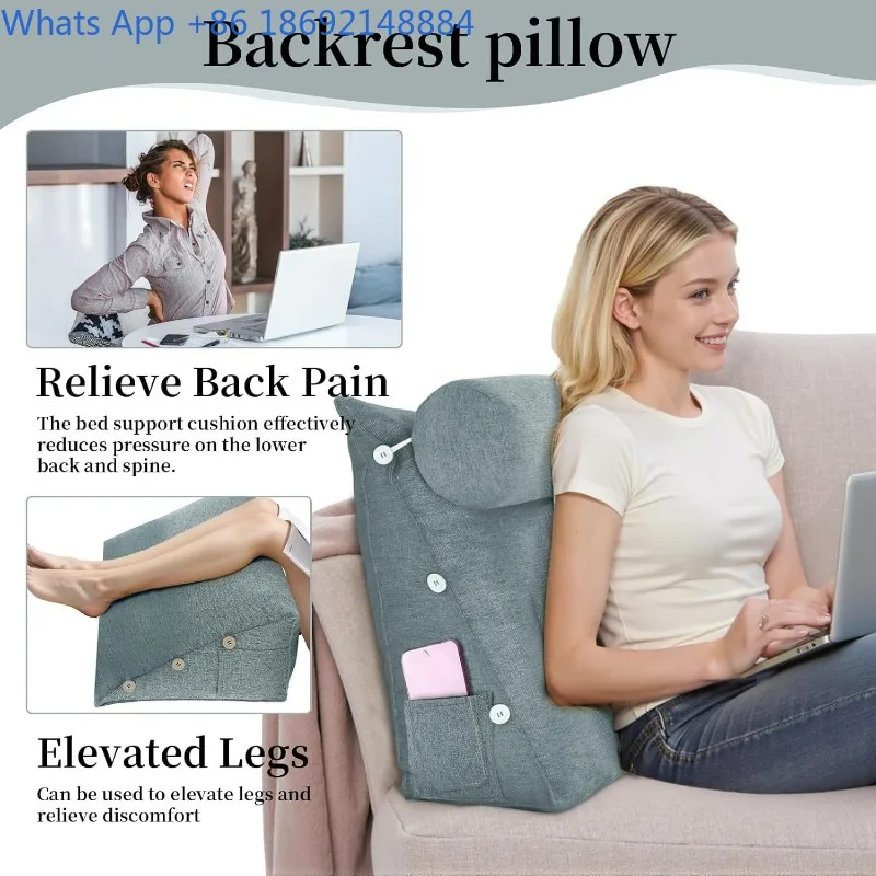 

Bedside Soft Cushion Large Backrest Pillow Neck Support Pregnant Women Cushion Pillow Sofa Waist Support Pillow