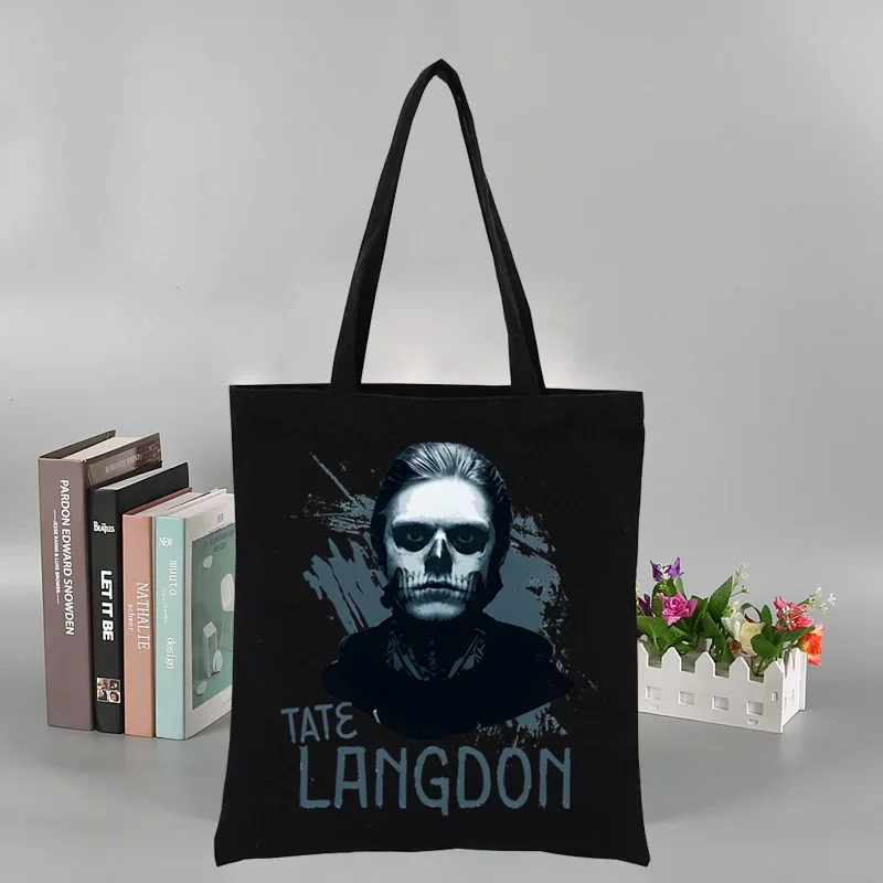 Evan Peters Skull Ahs Roanoke Canvas Bag Casual Large Hand Bags For Women Ladies Shopping Handbag Large Capacity Bag