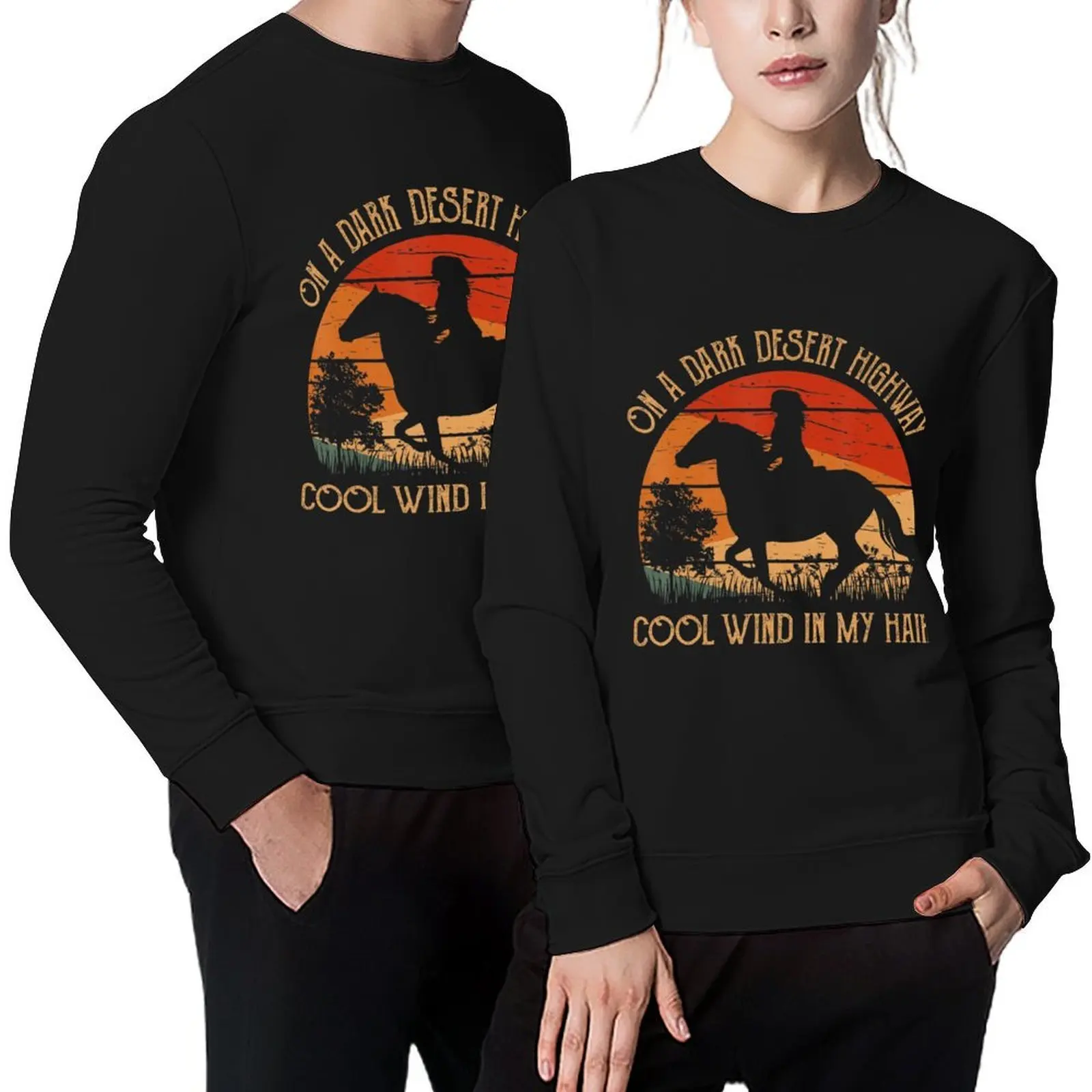 

Cowgirl Horse Riding Onadarkdeserthighway Pullover korean autumn clothes fashion men men wear sweatshirts men