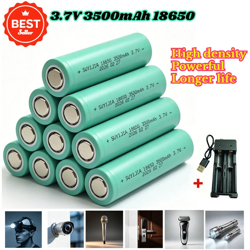 3.7V 3500mAh 18650 High-Density Rechargeable Battery, Strong Power Output, Longer Life, Suitable for Various Electronic Products