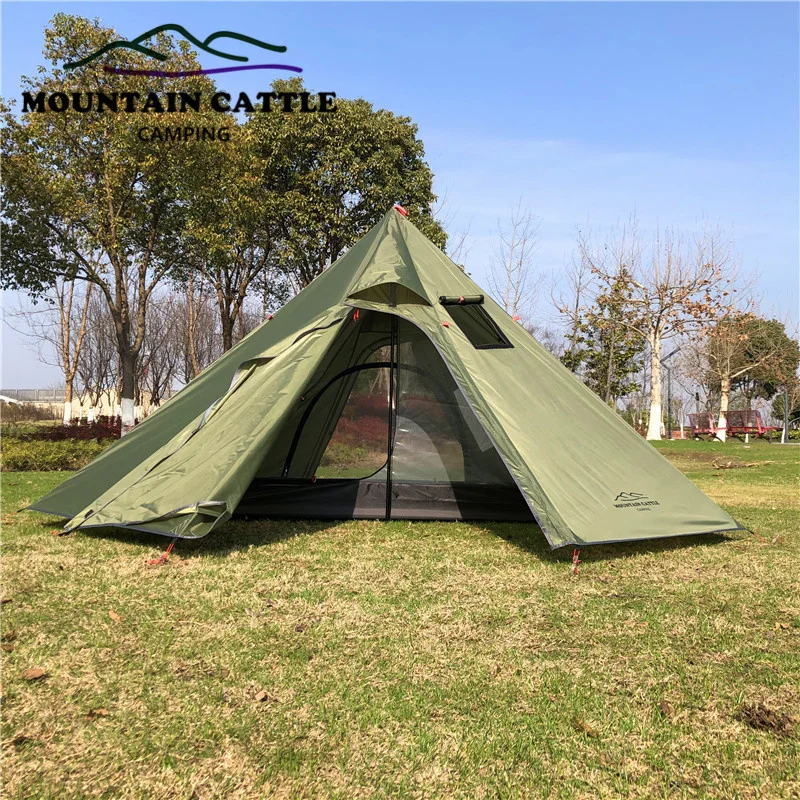 

3-4 Person Ultralight Outdoor Camping Teepee Pyramid Tent Large Rodless Tent Backpacking Hiking Tents Awnings Shelter