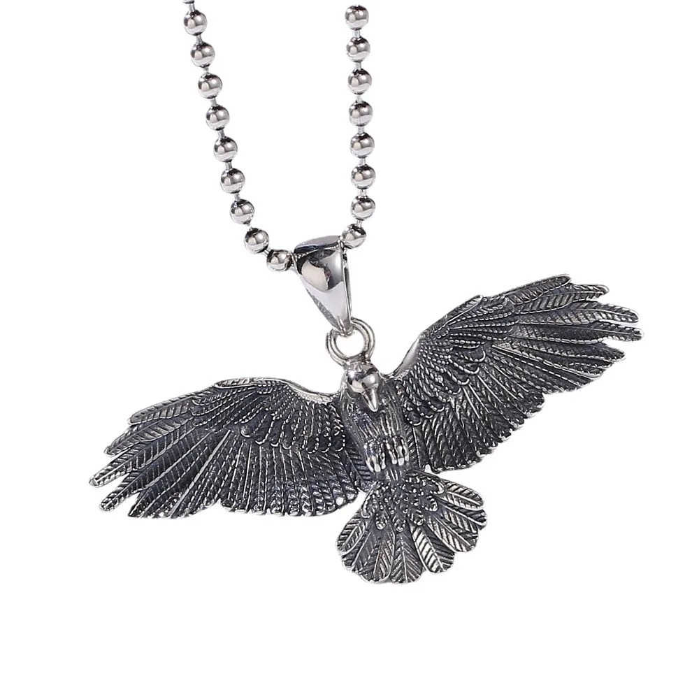 BOCAI New Real S925 Silver Jewelry Domineering Eagle Spread Its Wings Men Pendant Hip-Hop Punk Street Trendy Gifts