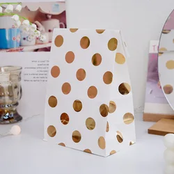 10 pcs Wedding Favor Bag Bridal Shower Wedding Birthday Anniversary Favor Candy Cookie Gift Paper Bag Pink And Gold Foil Heart