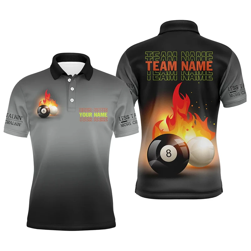 

New In Billiards Graphic Polo Shirts For Men Summer Casual Custom Name 3D Printed Short Sleeve Polo Shirt Loose Breathable Tee