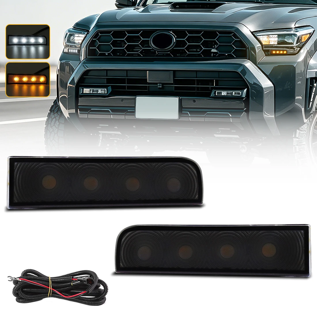 Dual Color Headlight For Toyota 4Runner 4 Runner 2025 2026 Car Led DRL Daytime Running Light Turn Signal Lamp With Wire 12V