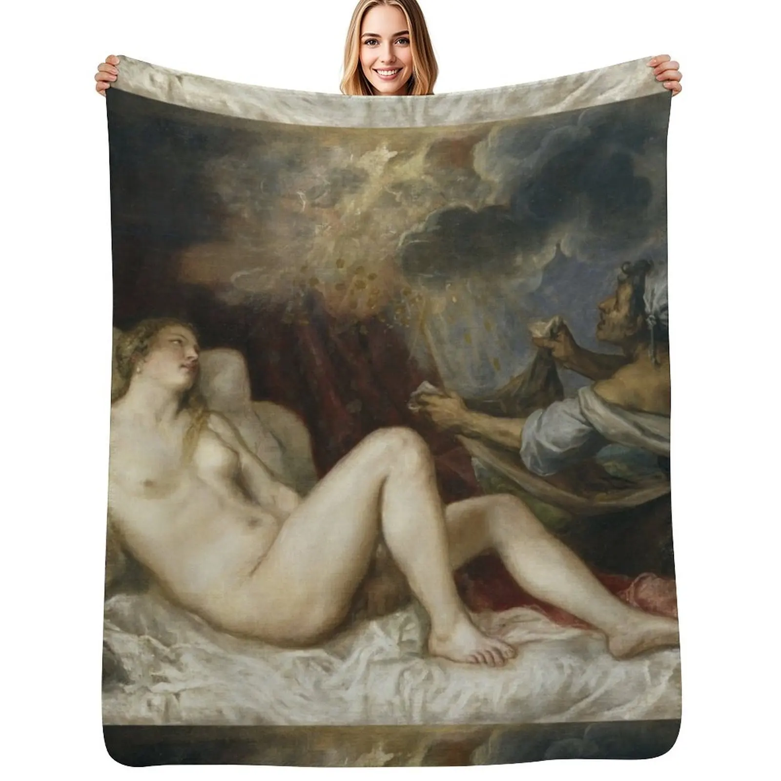 

HD. Dana with Nursemaid, by Tiziano Vecelli or Titian (1553–1554) Throw Blanket Outdoor Soft Blanket for Picnic Beach Camping