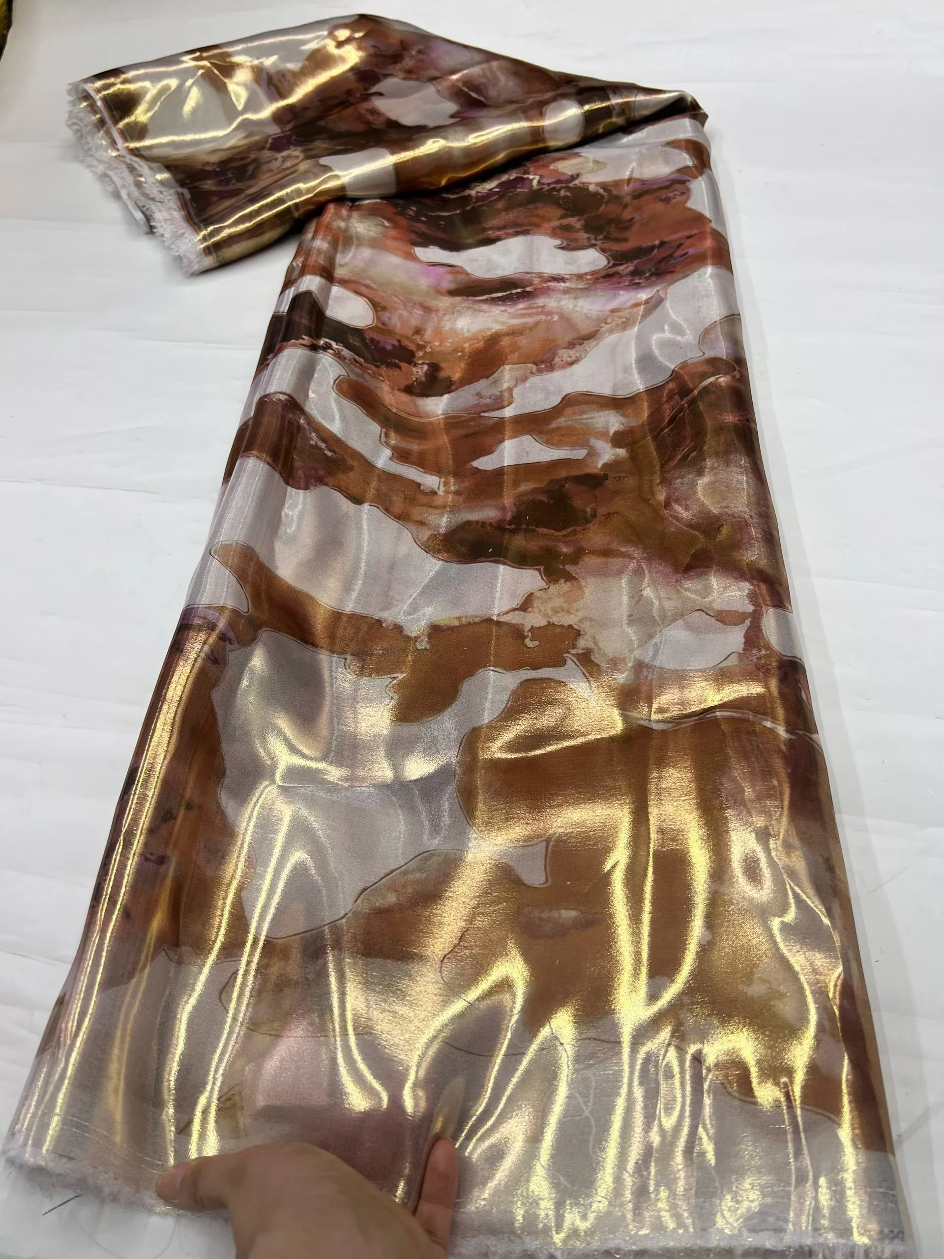 Nigerian African Brocade Lace Jacquard Organza Fabric for Women's Evening Prom Dress Latest Fashion Style